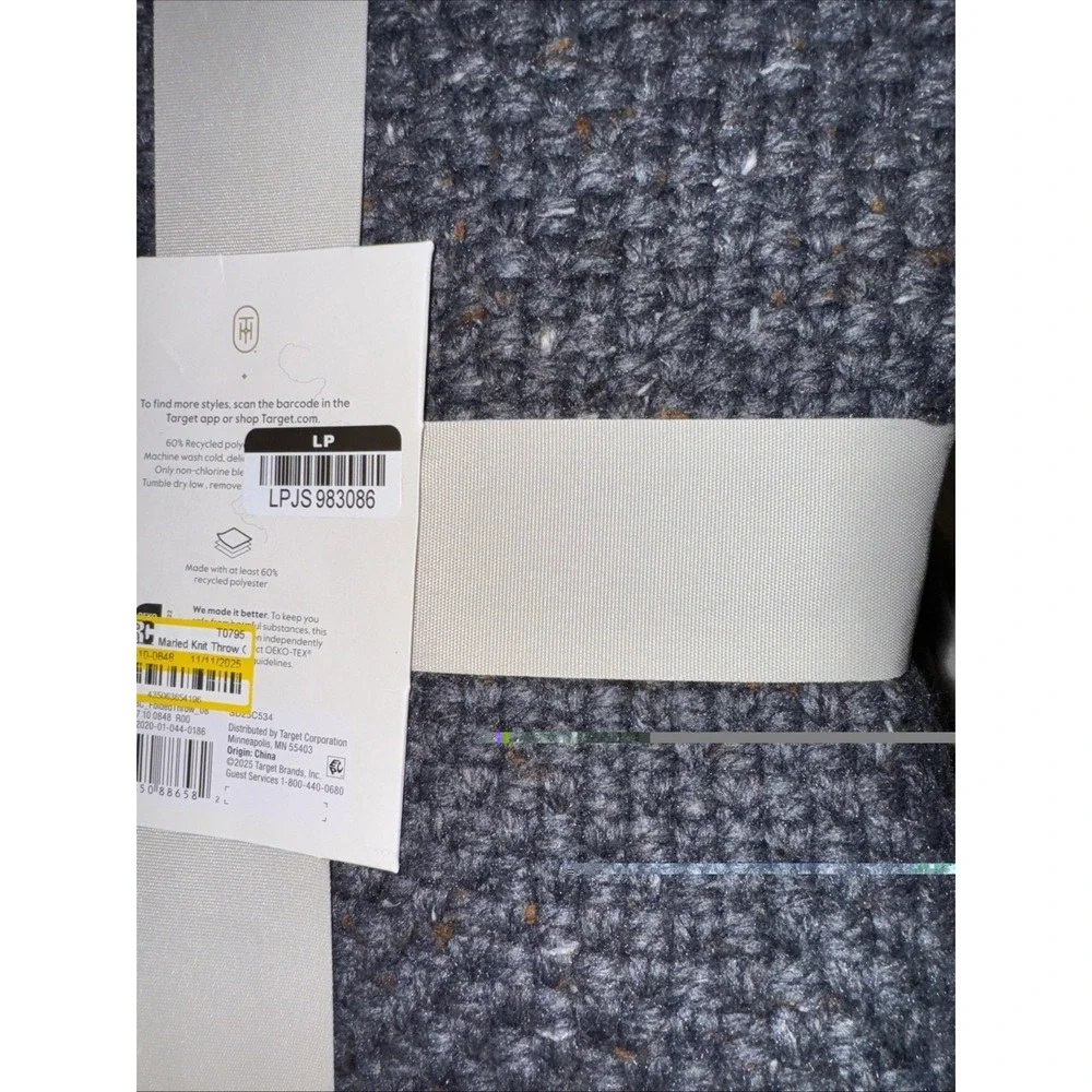Threshold Marled Knitted Throw Blanket Gray/Blue- 50in x 60in‎ Machine Washable